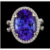 Image 2 : 10.85 ctw Tanzanite and Diamond Ring - 14KT White Gold