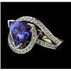 Image 1 : 4.10 ctw Tanzanite and Diamond Ring - 14KT White Gold