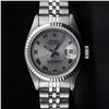 Image 1 : Ladies Rolex Stainless Steel Quickset Slate Grey Roman Datejust Wristwatch