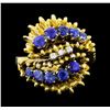 Image 2 : 1.00 ctw Blue Sapphire and Diamond Ring - 18KT Yellow Gold