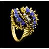Image 4 : 1.00 ctw Blue Sapphire and Diamond Ring - 18KT Yellow Gold