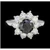 Image 2 : 3.47 ctw Black and White Diamond Ring - 14KT White Gold