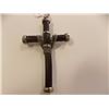 Image 2 : PENDANT - LARGE LEATHER & STEEL CROSS