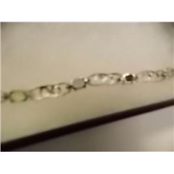 BRACELET - 9 OVAL FACETED MULTI GEMSTONE & DIAMOND IN DOUBLE LOOP DESIGNED STERLING SILVER SETTING -