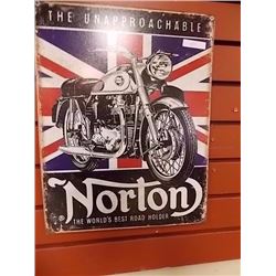 AUTOMOBILIA COLLECTABLE - METAL SIGN - NORTON MOTORCYCLES