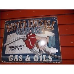 AUTOMIBILIA COLLECTIBLE - METAL SIGN - BUSTED KNUCKLE GARAGE