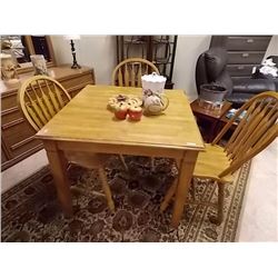 WOOD DINING TABLE - BUTTERFLY LEAF & 3 CHAIRS