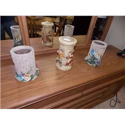 LARGE CANDLE & 2 CERAMIC VASES