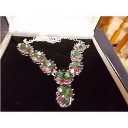 NECKLACE - UNIQUELY GORGEOUS MUSEUM SIZE MYSTIC TOPAZ - AWESOME 500CT(8PC) CUSHION CUT OVAL MYSTIC T