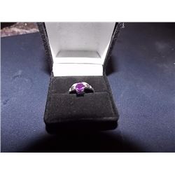 SILVER RING - STAMPED 925 - PURPLE STONE