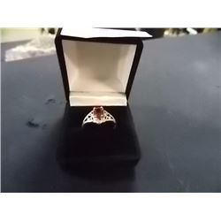 SILVER RING - STAMPED 925 - RED STONE