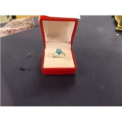 SILVER RING - STAMPED 925 - BLUE STONE