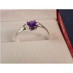 SILVER RING - STAMPED 925 - PURPLE STONE