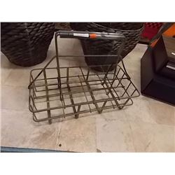VINTAGE WIRE MILK BOTTLE METAL TOTE