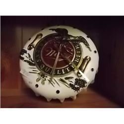 BREWER'S MEMORABILIA - METAL WALL CLOCK - MILLER BOTTLE CAP - 10" DIAMETER