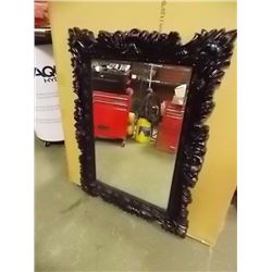 LARGE ORNATE WALL MIRROR WITH BLACK FRAME - 30 X 40"