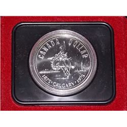 SILVER COIN - COMMEMORATIVE CALGARY SILVER DOLLAR - 1875-1975