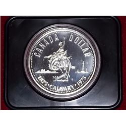 SILVER COIN - COMMEMORATIVE CALGARY SILVER DOLLAR - 1875-1975