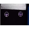 Image 1 : EARRINGS - NEW 3.5 CTW AMETHYST & ROUND FACETED DIAMONDS IN STERLING SILVER SETTING - INCLUDES CERTI