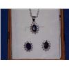 Image 1 : NECKLACE & EARRING SET - NEW - 1.85 TCW SAPPHIRE & DIAMONDS IN STERLING SILVER SETTING - INCLUDES CE