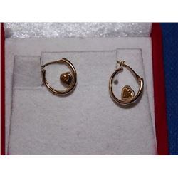 EARRINGS - 14KT HEART DESIGN HOOP EARRINGS - RETIAL ESTIMATE $250