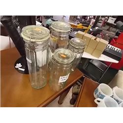 MILK GLASS DISHES WITH  LIDS & 1 OTHER LIDDED DISH