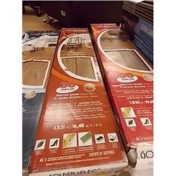 LAMINATE FLOORING WITH FOAM BACKING - 2 BOXES X ~16.48SQFT - BRANDY - STR