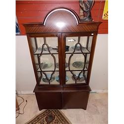 VINTAGE CHINA CABINET - 80" TALL - GLASS 2 CRACKS