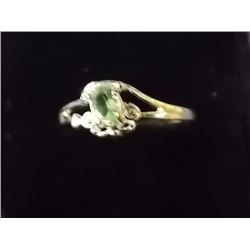 SILVER RING - STAMPED 925 - GREEN STONE
