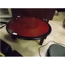 ORIENTAL INLAID TEA TABLE WITH FOLDING LEGS