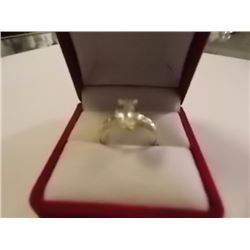 RING - WHITE TOPAZ  & DIAMONDS IN 10K YELLOW GOLD SETTING - RETAIL ESTIMATE $450