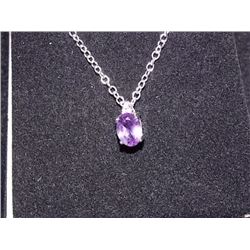 NECKLACE - OVAL FACETED PURPLE AMETHYST IN STERLING SILVER SETTING - RETAIL ESTIMATE $275