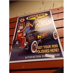 AUTOMOBILIA COLLECTABLE - METAL SIGN - QUICKIES PUMP AND POLISH