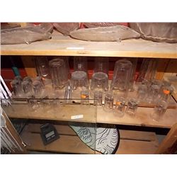 SHELF OF SHOT GLASSES & GLASSES