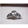 Image 1 : RING - OVAL FACETED GREEN AMETHYST & 2 DIAMONDS IN STERLING SILVER SETTING - RETAIL ESTIMATE $300