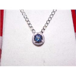 NECKLACE - OCEAN BLUE MYSTIC TOPAZ & DIAMOND IN STERLING SILVER SETTING - 18" CHAIN - RETAIL ESTIMAT