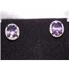 Image 1 : EARRINGS - NEW 3.5 CTW AMETHYST & ROUND FACETED DIAMONDS IN STERLING SILVER SETTING - INCLUDES CERTI