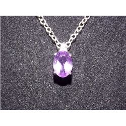 NECKLACE - OVAL FACETED PURPLE AMETHYST IN STERLING SILVER SETTING - RETAIL ESTIMATE $275