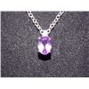 Image 1 : NECKLACE - OVAL FACETED PURPLE AMETHYST IN STERLING SILVER SETTING - RETAIL ESTIMATE $275