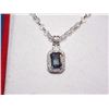 Image 1 : NECKLACE - EMERALD FACETED OCEAN BLUE MYSTIC TOPAZ IN STERLING SILVER SETTING - RETAIL ESTIMATE $350