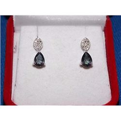 EARRINGS - NEW 1.25 CTW PEAR FACETED MYSTIC TOPAZ & ROUND FACETED DIAMONDS IN STERLING SILVER STUD D