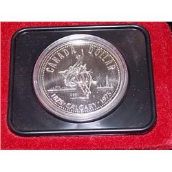 SILVER COIN - COMMEMORATIVE CALGARY SILVER DOLLAR - 1875-1975