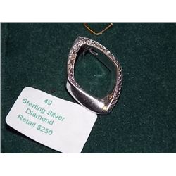 PENDANT - DIAMOND IN STERLING SILVER SETTING - RETAIL TAGGED $250