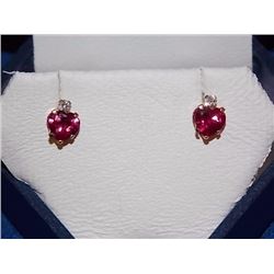 EARRINGS- HEART RUBY IN 10kt GOLD SETTING - RETAIL ESTIMATE $400