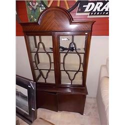 VINTAGE CHINA CABINET - 80" TALL - GLASS 2 CRACKS