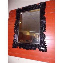 LARGE ORNATE WALL MIRROR WITH BLACK FRAME - 30 X 40"