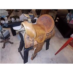 WESTERN SADDLE - HAND TOOLED - LIKE NEW