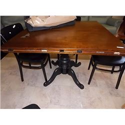 VINTAGE MAHOGANY ROUND TABLE WITH 4 DROP SIDES SINGLE PEDESTAL DUNCAN PHYPHE BASE - AWESOME CONDITIO