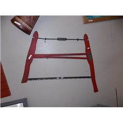 VINTAGE WOOD FRAMED SAW - "HAPPY MEDIUM"