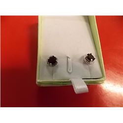 EARRINGS- 1.75CTW GARNET & DIAMONDS IN STERLING SILVER SETTING - RETAIL ESTIMATE $350
